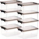 8 Pack Small Storage Bins with Lids, 3.2 QT Clear Stackable Containers for Organizing - Nicunom