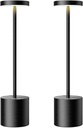 2 Pack Black Cordless Table Lamps Rechargeable with 6000mAh Battery - Portable LED Lights for Restaurant Outdoor Use