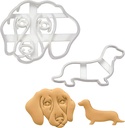 Set of 2 Short Haired Dachshund Cookie Cutters - Face & Silhouette - 2 Pieces by Bakerlogy