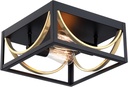 Black & Gold Flush Mount Ceiling Light Fixture for Kitchen & Entryway - Modern 2-Light Outdoor Lamp for Hallway, Farmhouse Decor with E26 Base