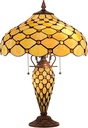 Capulina Tiffany Table Lamp with Nightlight - 3-Light Stained Glass Mother-Daughter Vase Desk Light - Amber Beads Style - 16X16X25 Inches - Ideal for Home Office, Living Room, Bedroom