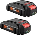 2-Pack Ahomtikk Lithium Ion 4000mAh Replacement Batteries for W0RX 20V WA3520 WA3525 WA3575 WA3578 - Compatible with WG151s WG155s WG251s WG890 WG891