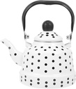 Vintage Enamel Tea Kettle with Ceramic Handle - Stovetop Water Boiler for Retro Porcelain Enamelware Teakettle