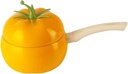 DISPRA Korean Instant Noodle Pot 1.3kg Yellow Non-Stick with Lid Tomato-Shaped Steamer - Small Cooking Pot for Ramen, Curry, Soup