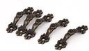 Wooden Flower-Shaped Jewelry Box Pull Handle in Bronze Tone - Set of 5 Pieces