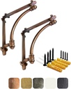 2 Pack of NACH 9.6 x 1.7 x 9.6 inch Copper Cast Iron Decorative Shelf Brackets for Mounting - Industrial Style Brackets