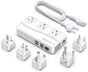 BESTEK International Travel Voltage Converter with 4-Port USB and Multiple Plug Adapters