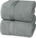 Luxurious Jumbo Bath Sheet Set - 600 GSM 100% Cotton - Highly Absorbent & Quick Dry - Super Soft Hotel Quality Towel - Cool Grey - 35x70 Inches