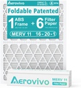 6 Pack AeroVivo MERV 11 Air Filter Refills with Foldable ABS Frame - Reusable AC Furnace Filter - 16x20x1 Size