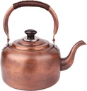 Retro Copper Tea Kettle with Whistling Spout, Brass Handle - 1.5mm Stovetop Teapot for Induction & Gas Stoves