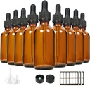 24 Pack of 2 oz Amber Glass Eye Dropper Bottles for Essential Oils, Chemistry Lab Chemicals, Colognes & Perfumes