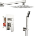 Brushed Nickel Shower Faucet Set with Handheld Spray and 10" Rain Shower Head - Wall Mounted Bathroom Fixtures Kit with Shower Valve - SR SUN RISE