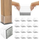 16 Pcs Clear Silicone Felt Furniture Leg Caps for Hardwood Floors - Square Chair Leg Protectors to Prevent Scratches and Reduce Noise, Easy to Move - 1.26-1.57
