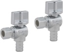 Quarter Turn Angle Stop Valve 3/8-in Compression x 1/2-in Pex, LF Brass Chrome Plated OD to Pex Shut Off Valve (2-Pack) - Ideal for Faucet/Toilet Installation