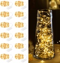 12 Pack Fairy Lights Battery Operated - 7ft 20 LED Silver Wire String Lights for Bedroom, Wedding, Mason Jars - Waterproof Mini Firefly Lights for DIY Crafts & Christmas, Party Decor