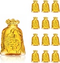 13 Pack Crystal Chinese Money Bag Figurines for Wealth and Success Home Decor - Golden Fortune Treasure Basin Statues - Good Luck Ornament for Car and Arts - 70mm & 30mm