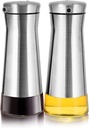 Stainless Steel Olive Oil and Vinegar Dispenser Set - Elegant 2 Pack Kitchen Bottles with No-Drip Design