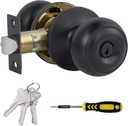 Matte Black Entry Door Knobs Set with Lock and Keyed Alike for Interior/Exterior Doors