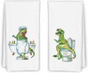 Dinosaur Hand Towels Set of 2 for Boys - Fun Kids Bathroom Decor 16x24