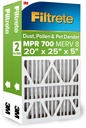 2-Pack Filtrete 20x25x5 Air Filter MPR 700 MERV 8 for Dust, Pollen, Pet Dander - 3 Month Pleated Filter