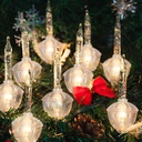 Vintage Christmas Bubble Lights with Silver Glitter, 8.8Ft Green Wire for Tree Decorations - SUNSGNE