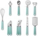 Hoshen 9-Piece Stainless Steel Kitchen Utensil Set in Original Box - Small Cookware Accessories for Chefs - Light Green Color