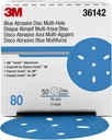 3M Hookit Blue Abrasive Discs 36142, 3" 80+ Grade Multi-Hole Pack of 50 for Auto Sanding & Paint Prep, Virtually Dust-Free