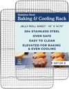 Stainless Steel Cooling and Baking Rack Set - Oven & Dishwasher Safe - 10 x 14.75-inch - Set of 2 - Heavy Duty Wire Racks for Baking & Cooking