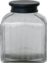 Small Black Square Glass Jar with Lid by Creative Co-Op