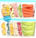 Silicone Reusable Freezer Bags - Leakproof, Microwave Safe, BPA Free Stand Up Food Storage Bags for Meal Prep - 12 Gallon (12 Pack)